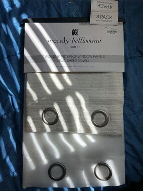 Wendy Bellissimo Two-Piece Sheer Window Panel Set in White and Cream